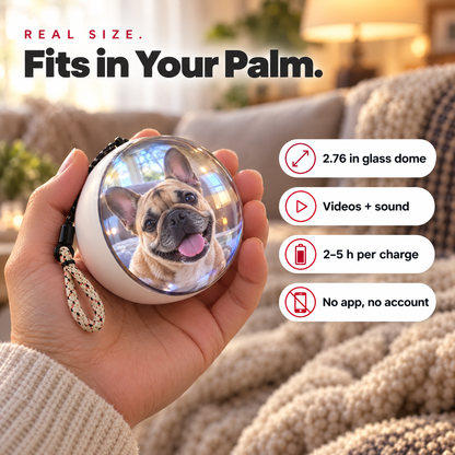 Real size: the 2.76 inch globe fits in your palm